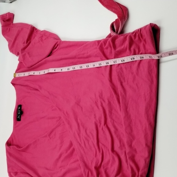 J Crew top blouse pink size medium crushed velvet tie long sleeve crop V-neck - Picture 11 of 12